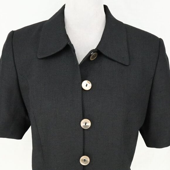 Lord & Taylor Jacket Petites 12P Black Lined Pockets Shell Buttons Career Vtg - Picture 8 of 16